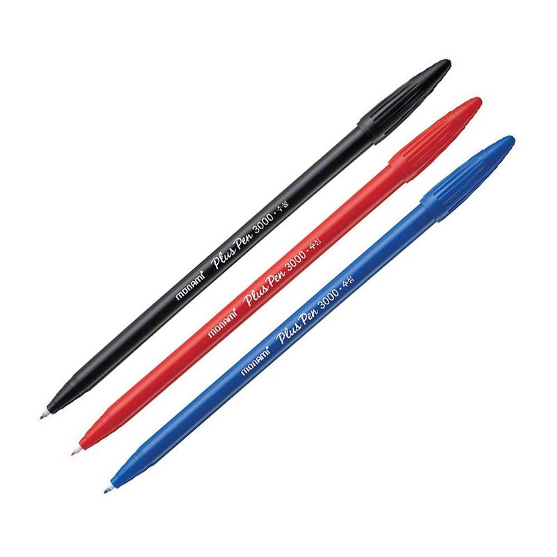 Morning Glory Monami Plus 3000 Felt Tip Water Based Ink Color Pen Set of 3 (3 Colors)